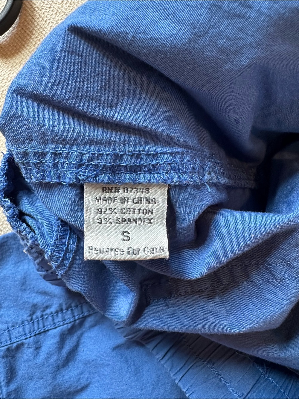 Women’s Blue Capri Pants Cropped Utility Cargo Drawstring Elastic Waist Pockets - Picture 9 of 9